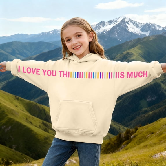 Girls Hoodies Letter Print Loose Pullover Hoodie Top Casual Hoodies for Girls Size 11-12Y