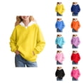 thumbnail image 1 of Girls Hoodies Long Sleeve Spring Fall Color Block Casual Hooded Sweatshirt with Pockets Kids Pullover Tops, 1 of 1