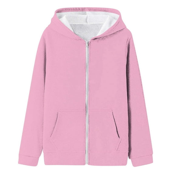 Girls Hoodies Pink Full Zipper Hooded Long Sleeve Lightweight Pullover Tops Loose Sweatshirt Fall Winter Clothes Girls Hoodies Size 12-24 Months Boys Girls Fashion