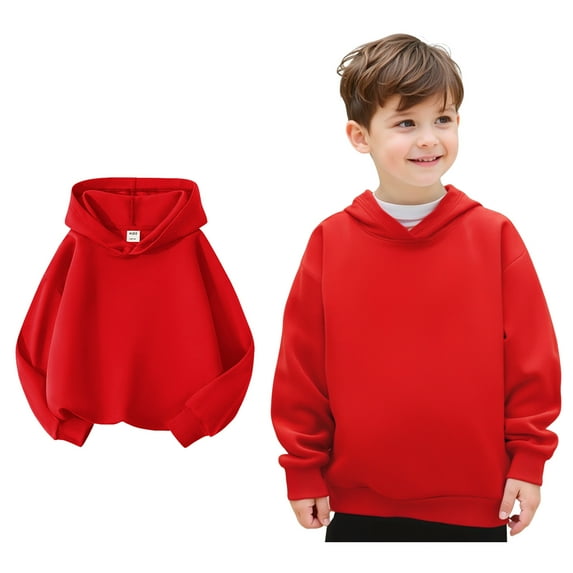 Girls Hoodies Red Hooded Casual Long Sleeve Hoodies Warm Fall Winter Clothes 6-7 Years Boy Clothes