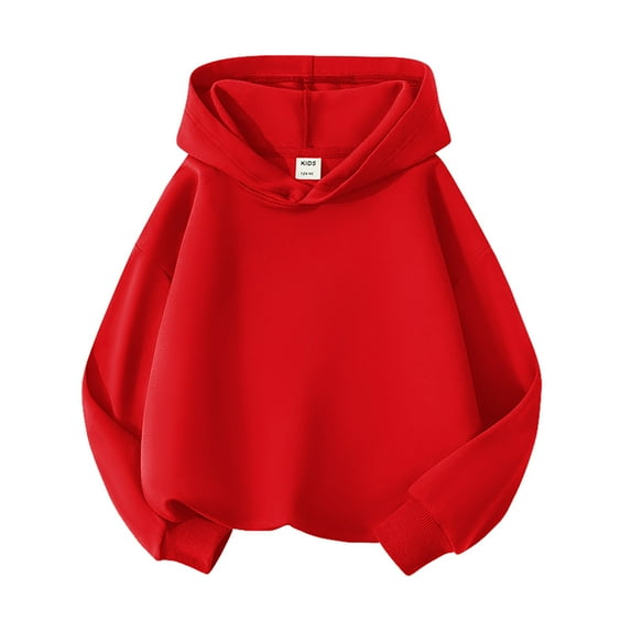 Girls Hoodies Red Hooded Long Sleeve Hooded Sweatshirt Top Fall Clothes 8-9 Years r Girl Clothes Boys Girls Fashion