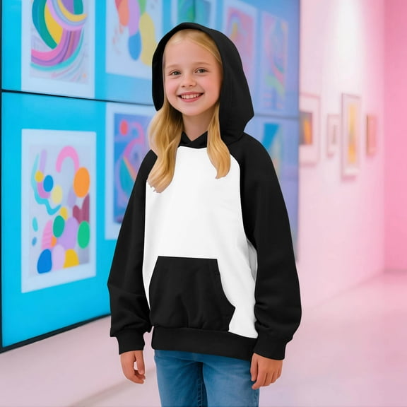 Girls Hoodies Size 10-12 Long Sleeve Cute Hooded Sweatshirts Color Block Oversized Pullover Fall Teen Girl Clothes with Pockets Kids Toddler Hoodie, Size 2-15