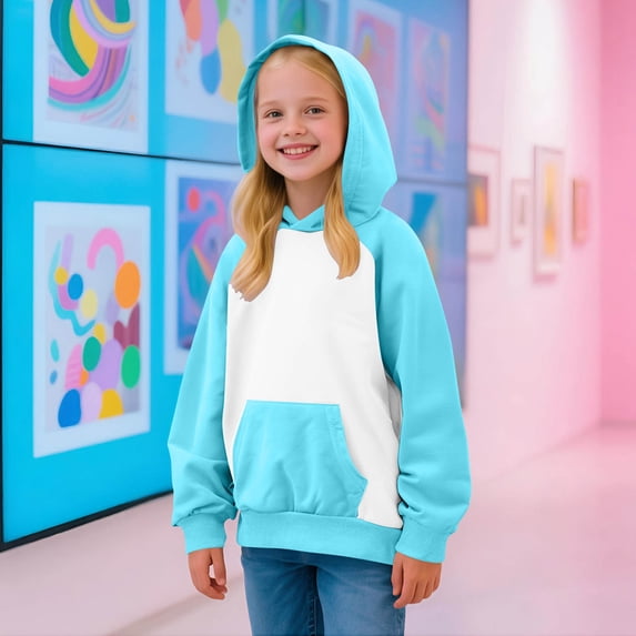 Girls Hoodies Size 10-12 Long Sleeve Cute Hooded Sweatshirts Color Block Oversized Pullover Fall Teen Girl Clothes with Pockets Kids Toddler Hoodie, Size 2-15