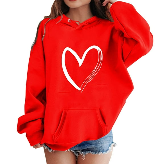 Girls Hoodies Size 10-12 Loose Pullover Tops Fashion Graphic Print Outdoor Workout Sweatshirt Children Fall Winter Cute Tops for Girls 10-12 Red