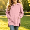 thumbnail image 1 of Girls Hoodies Size 14-16 Long Length Casual Hooded Girls Sweatshirt Side Split Long Sleeve Girls Pullover Top Loose Fall School Clothes for Teen Girls with Pocket, 1 of 6