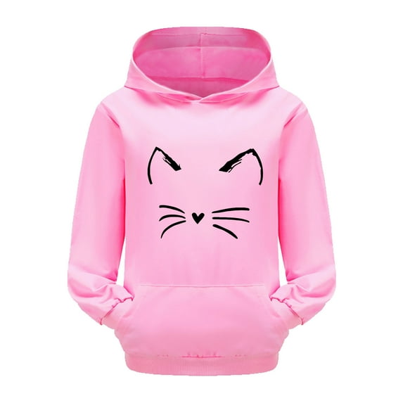 Girls Hoodies Size 7-8 Long Sleeve Girls Tops Machine Washable Graphic Print Sweatshirts Girls Seasonal Change Hoodie Pink