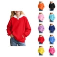 thumbnail image 1 of Girls Hoodies Spring Fall Long Sleeve Color Block Casual Hooded Sweatshirt with Pockets Kids Pullover Tops, 1 of 1