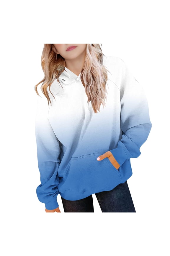 Girls Hoodies & Sweatshirts Casual Gradient Tops Tunic Kid Girls Boys Hooded Sweatshirt Kids Pullover Hoodie Long Sleeve Shirts with Pockets Warm Baggy Fleece Jumper Activewear