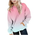 thumbnail image 1 of Girls Hoodies & Sweatshirts Casual Kid Girls Boys Hooded Sweatshirt Warm Pullover Hoodie Long Sleeve Shirts with Pockets Gradient Tops Tunic Baggy Fleece Jumper Tracksuit, 1 of 6