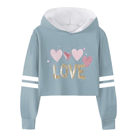 Girls Hoodies & Sweatshirts Children Long Sleeve Letters Solid Color Short Hoodie Top for Large Kids