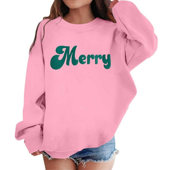 Girls Hoodies & Sweatshirts Girls' Fashion Letter Printed Hooded Sweatshirt Casual Loose Style for Girls
