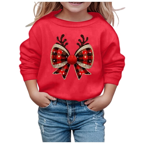 Girls Hoodies & Sweatshirts Girls Long Sleeve Soft Sweatshirt Graphic Top for Kids with Cute Round Neck Design Apparel for Girls