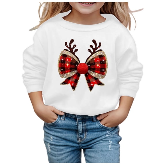 Girls Hoodies & Sweatshirts Girls Long Sleeve Soft Sweatshirt Graphic Top for Kids with Cute Round Neck Design Apparel for Girls