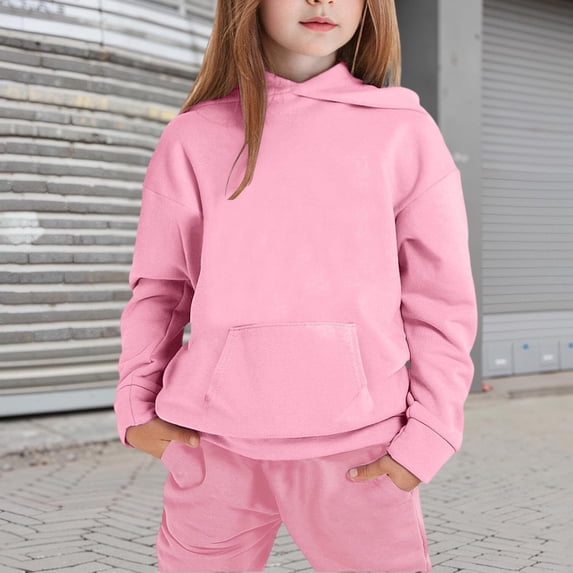 Girls Hoodies Sweatshirts for Kids and Long Sleeve Solid Color Pullover Casual Top Wear for and Outdoor Activities