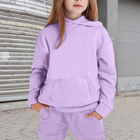 Girls Hoodies Sweatshirts for Kids and Long Sleeve Solid Color Pullover Casual Top Wear for and Outdoor Activities