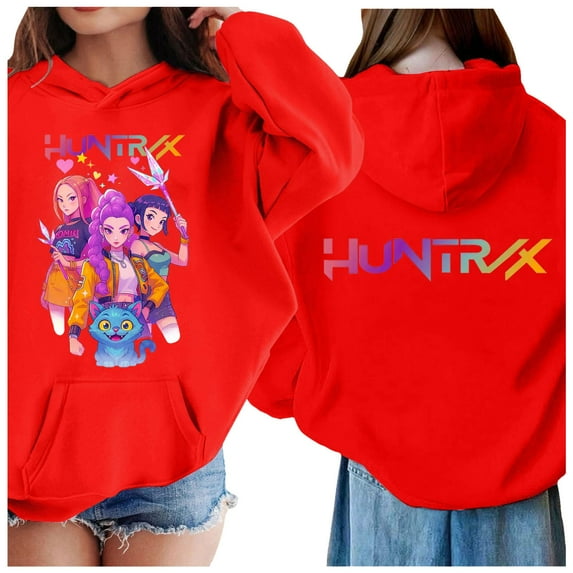 Girls Hoodies & Sweatshirts 's Hoodie Long Sleeve Soft Sweatshirt Graphic Hoody Cute Pullovers for Clothes Red,120