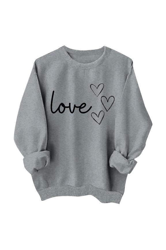 Girls Hoodies Valentines Shirts for Girls and Children Heart Cute Graphic Valentines Day Sweatshirts Long Sleeve Crew Neck Holiday Tops Grey 6-7 Years