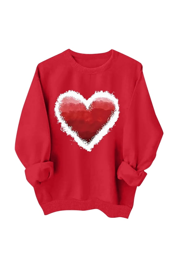 Girls Hoodies Valentines Shirts for Girls and Children Heart Cute Graphic Valentines Day Sweatshirts Long Sleeve Crew Neck Holiday Tops Red 6-7 Years