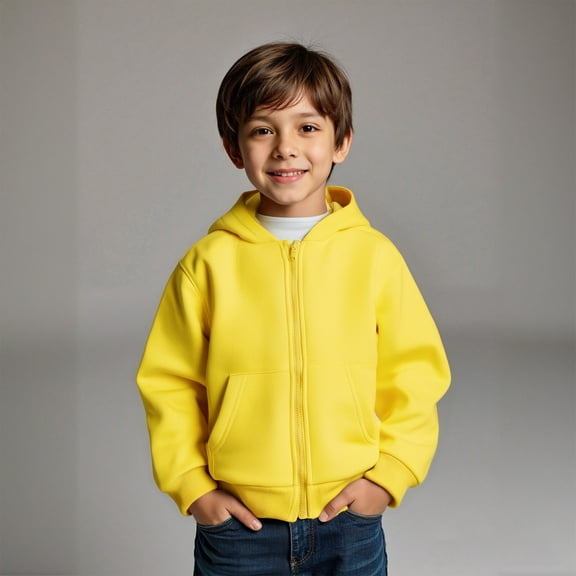 Girls Hoodies Yellow Full Zipper Hoodie Casual Long Sleeve Sweatshirts Winter Clothes 18-24 Months Toddler Girl Clothes Boys Girls Fashion