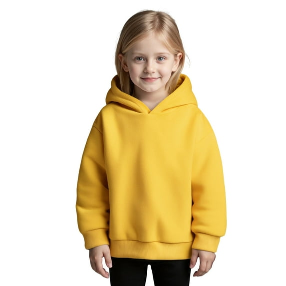 Girls Hoodies Yellow Hooded Long Sleeve Casual Basic Pullover Sweatshirt Hoodie Warm Fall Winter Clothes Little Girls Clothes 3-4 Years Boys Girls Fashion