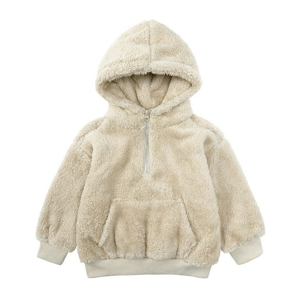 Girls Hoody Jacket Christmas Gift Kids Fuzzy Hooded Sweater Toddler Boys Girls Winter Warm Pullover Sherpa Jacket Top for 9 Months - 8 Years Save Big