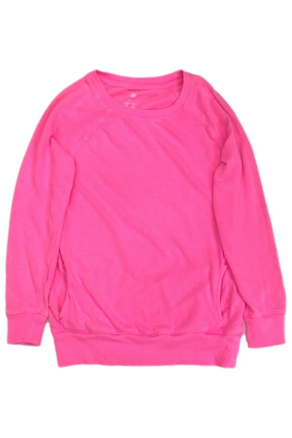 Girls Hot Neon Pink Pull-Over Sweatshirt Top with Pockets X*Large (14-16)