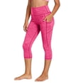 thumbnail image 1 of Girls Hot Pink High Waisted Capri Leggings with Pockets Active Fit Polyester Blend Sizes 120-160,Size 12 T, 1 of 9