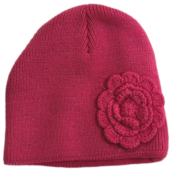 Girls Hot Pink Sparkle Beanie Stocking Cap Hat