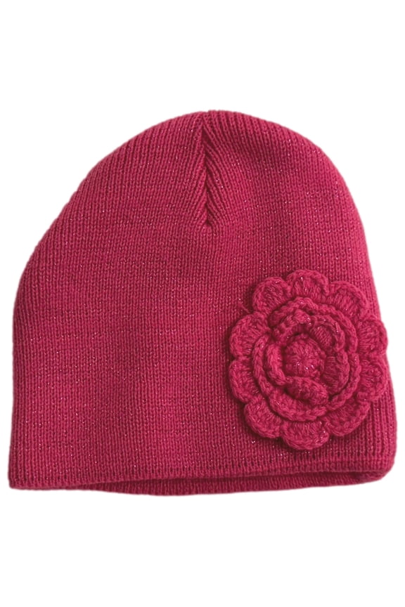 Girls Hot Pink Sparkle Beanie Stocking Cap Hat