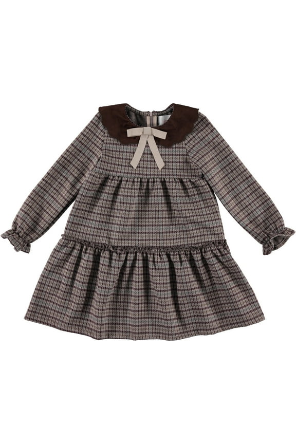 Girls Houndstooth-Plaid Knit Dress