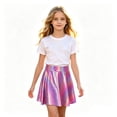thumbnail image 1 of Girls Houndstooth Sequin Skirt, Sparkly A-Line Dance Mini Skirt with Elastic Waist for Party 2-18 Years, 1 of 4