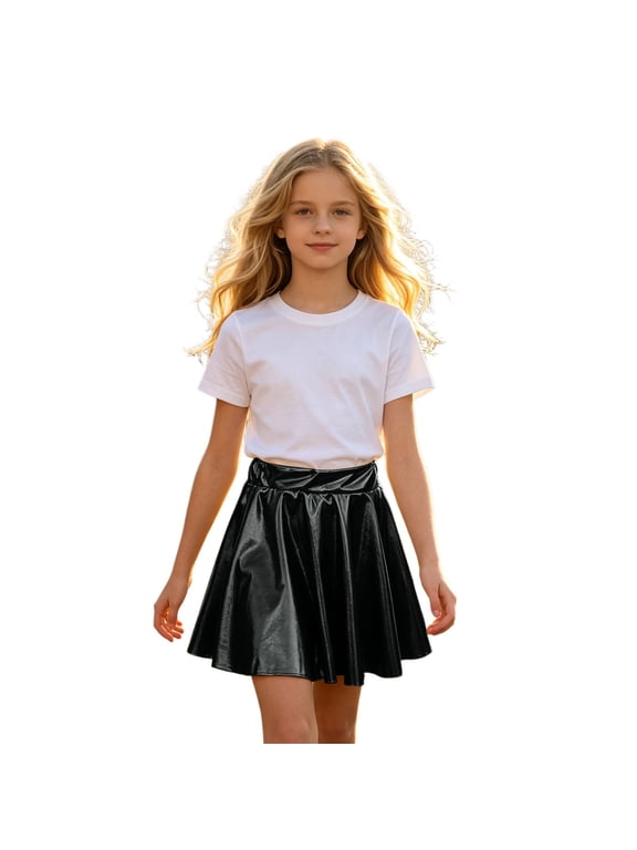 Girls Houndstooth Sequin Skirt, Sparkly A-Line Dance Mini Skirt with Elastic Waist for Party 2-18 Years