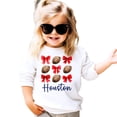 thumbnail image 1 of Girls Houston Football Sweatshirt Red Bows and Footballs Texas Game Day Pullover White Sweatshirt Youth X-Small, 1 of 5