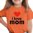 thumbnail image 1 of Girls I Love Mom Heart Graphic T-Shirt Polyester Spandex Relaxed Fit Crewneck Short Sleeve Orange,Size 7-8T, 1 of 6