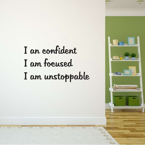 Girls I am confident, I am Focused Precious Quotes & Sayings Wall Decal Decoration Life Inspirational Quote Focus Lessons Vinyl Art Lasts Years and Easily Removable - Size: 40 In(W) x 24 In(H)