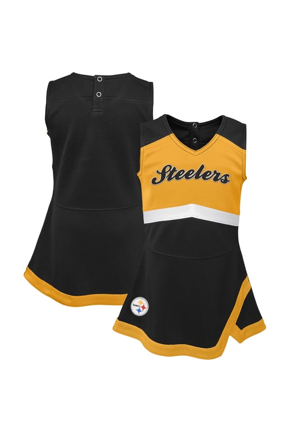 Girls Infant Black Pittsburgh Steelers Cheer Captain Jumper Dress