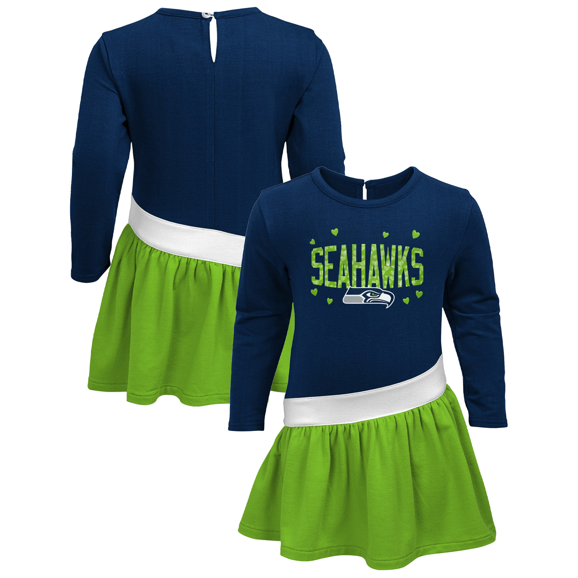Girls Infant College Navy/Neon Green Seattle Seahawks Heart to Heart ...