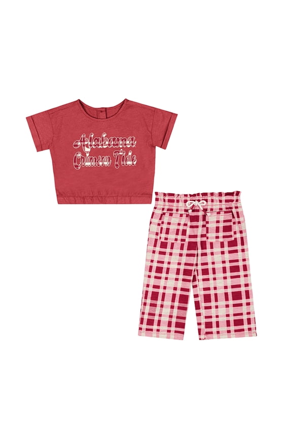 Girls Infant Colosseum Crimson Alabama Crimson Tide Sky Castle Two-Piece T-Shirt and Pants Set