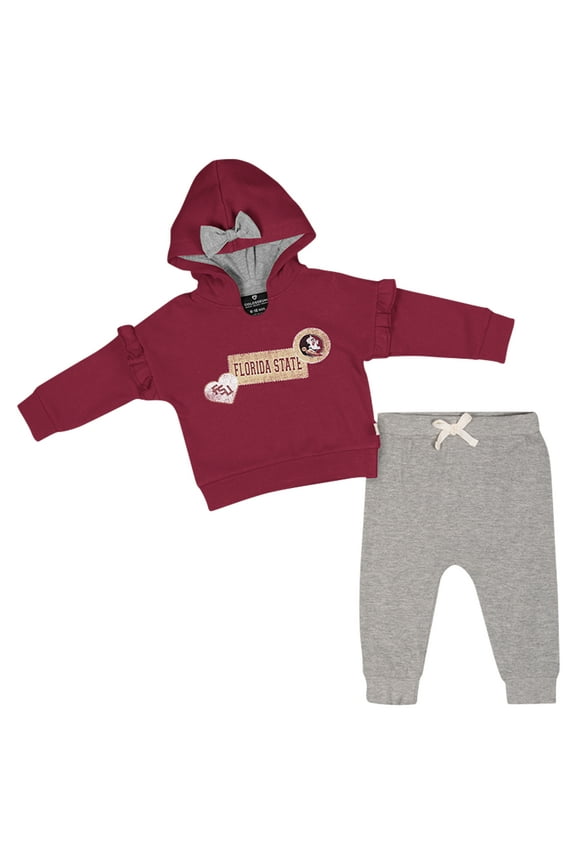 Girls Infant Colosseum Garnet Florida State Seminoles Patches Fleece Pullover Hoodie and Pants Set