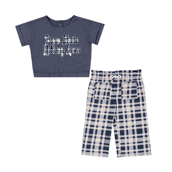 Girls Infant Colosseum Navy Penn State Nittany Lions Sky Castle Two-Piece T-Shirt and Pants Set
