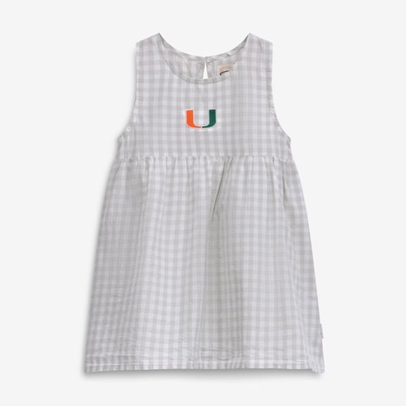 Girls Infant Garb Gray Miami Hurricanes Loren Gingham Dress