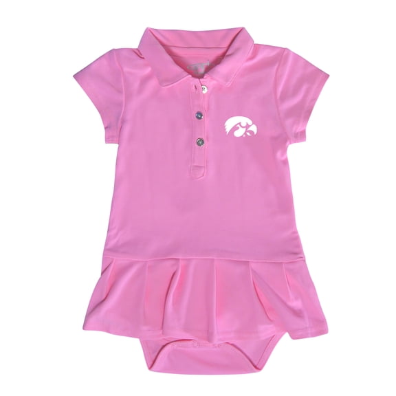 Girls Infant Garb  Pink Iowa Hawkeyes Caroline Cap Sleeve Polo Dress