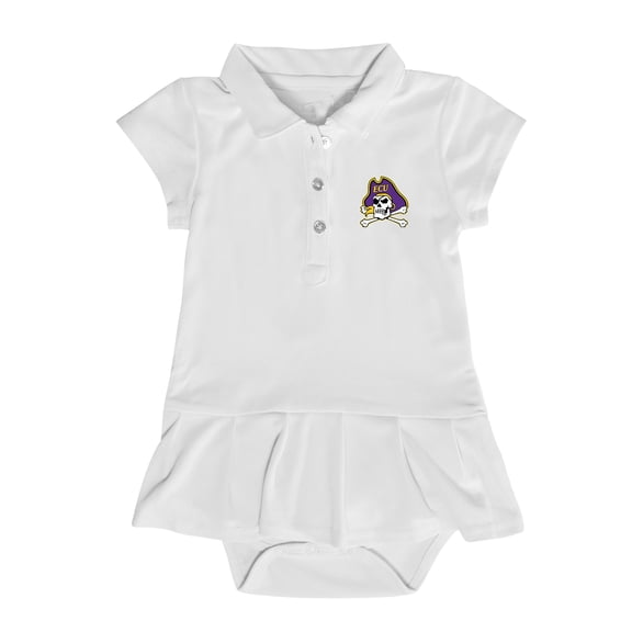 Girls Infant Garb White ECU Pirates Caroline Cap Sleeve Polo Dress