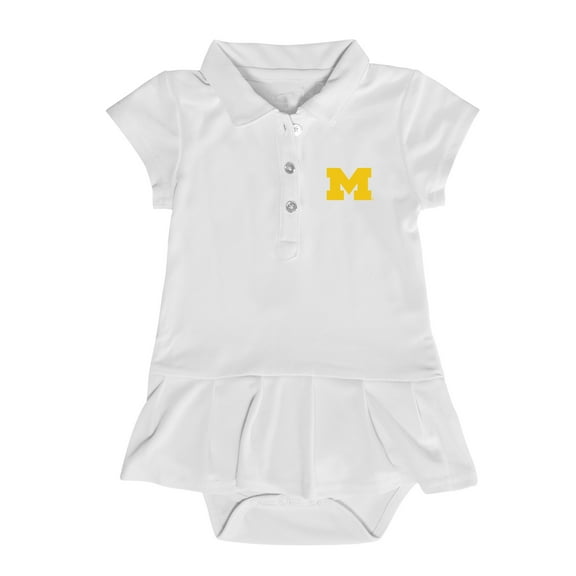 Girls Infant Garb  White Michigan Wolverines Caroline Cap Sleeve Polo Dress