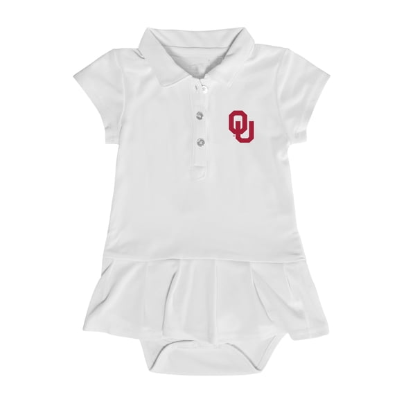Girls Infant Garb White Oklahoma Sooners Caroline Cap Sleeve Polo Dress