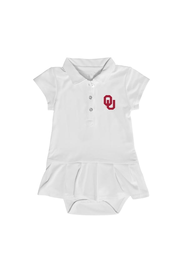 Girls Infant Garb White Oklahoma Sooners Caroline Cap Sleeve Polo Dress