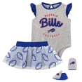 thumbnail image 1 of Girls Infant Heather Gray/Royal Buffalo Bills All Dolled Up Three-Piece Bodysuit, Skirt & Booties Set, 1 of 6