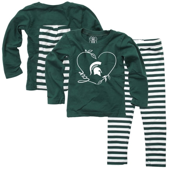 Girls Infant Wes & Willy Green Michigan State Spartans Long Sleeve Top and Pant Set