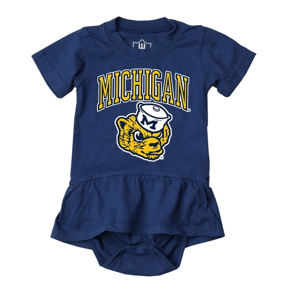 Girls Infant Wes & Willy Navy Michigan Wolverines Skirted Bodysuit