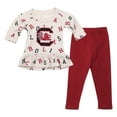 thumbnail image 1 of Girls Infant Wes & Willy Oatmeal South Carolina Gamecocks Ruffle Raglan Long Sleeve T-Shirt & Leggings Set, 1 of 3